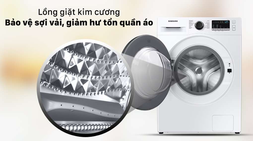 Máy giặt Samsung Inverter 9.5 kg WW95T4040CE/SV - Lồng giặt kim cương bảo vệ sợi vải, giảm hư tổn quần áo