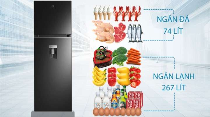 Tủ lạnh Electrolux Inverter 341 lít ETB3760K-H - Dung tích 341 lít