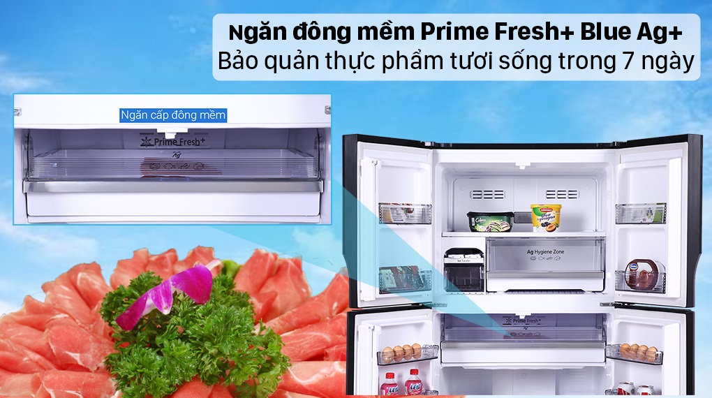 Tủ lạnh Panasonic NR-DZ601VGKV - Bảo quản thực phẩm tươi sống không cần rã đông với ngăn Prime Fresh+ Blue Ag+ 