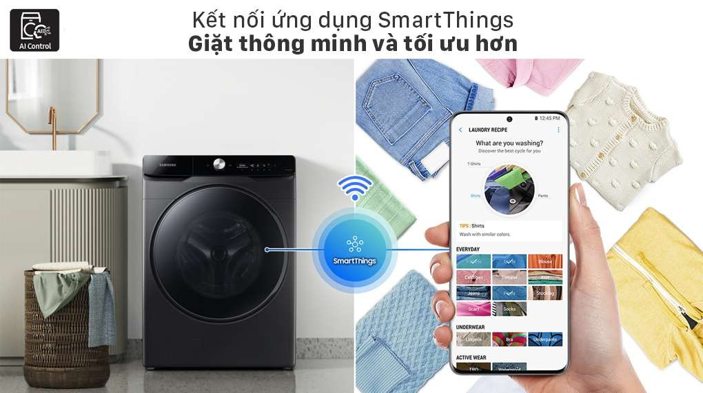 Máy giặt Samsung thông minh -  Kết nối và điều khiển từ xa với ứng dụng SmartThings