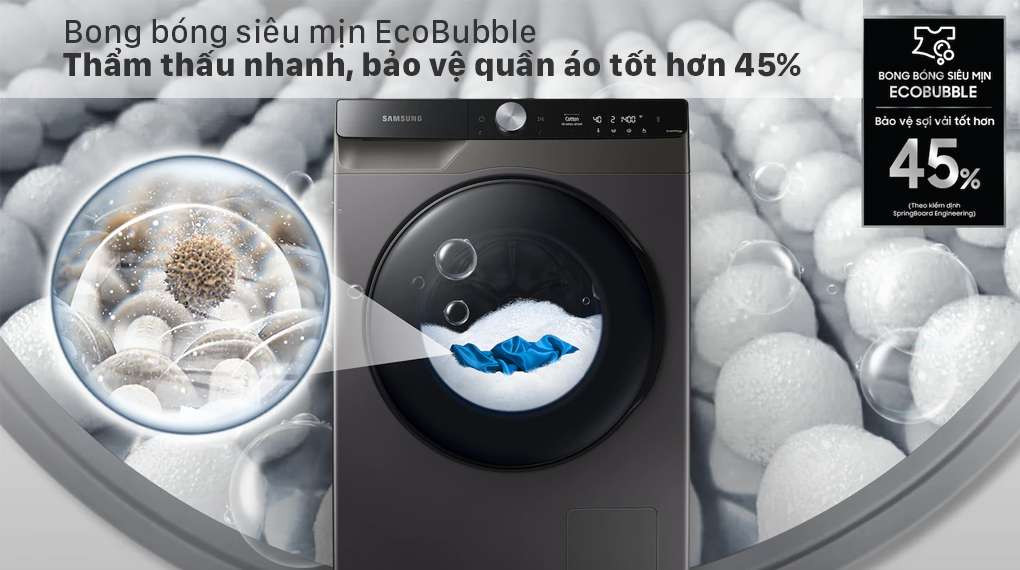 Máy giặt Samsung - Tạo bong bóng siêu mịn, chống đóng cặn bột giặt nhờ công nghệ EcoBubble