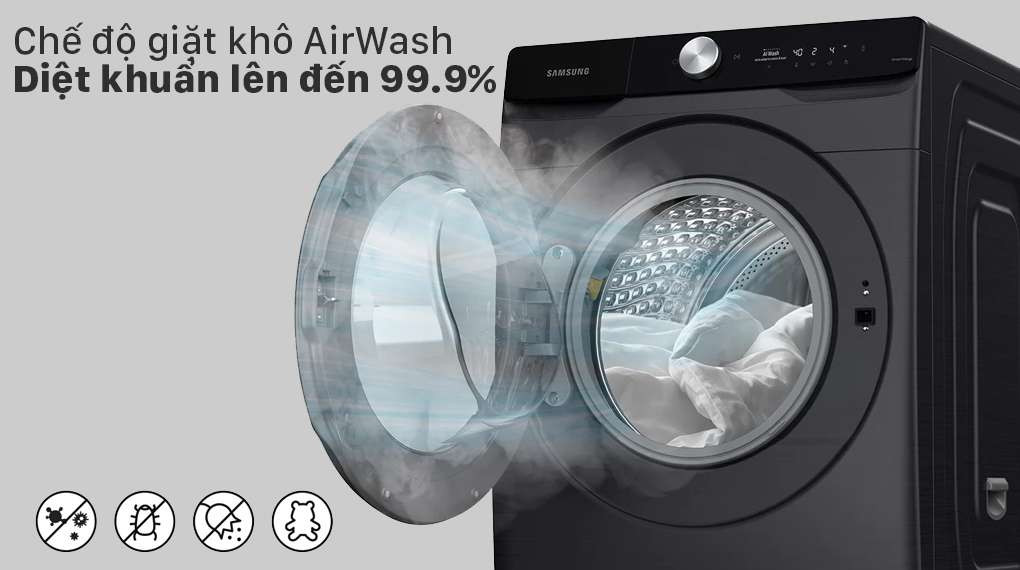 Máy giặt Samsung giá rẻ - Khử mùi, diệt khuẩn 99.9% với công nghệ sấy khô AirWash