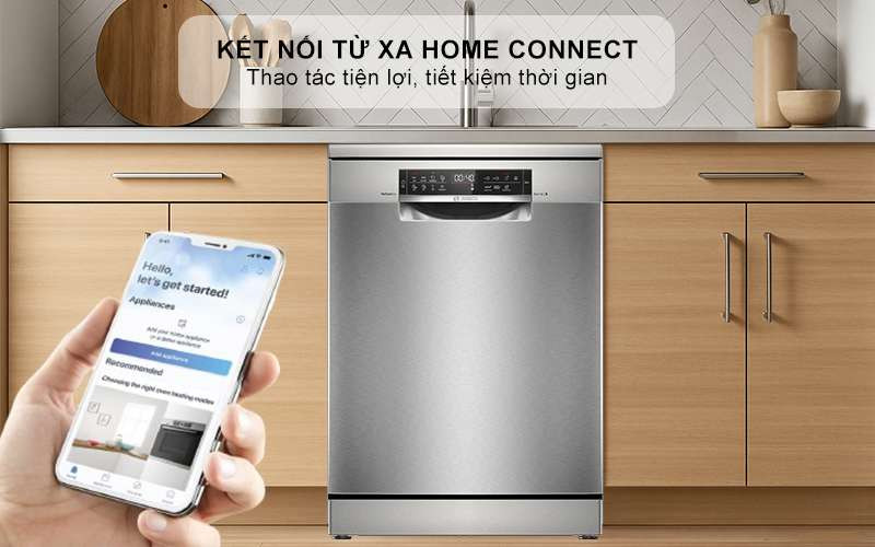 Máy rửa bát bosch chính hãng - Kết nối từ xa “Home connect” giúp thao tác tiện lợi, tiết kiệm thời gian