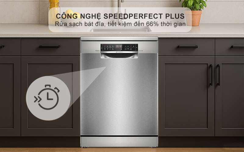 Máy rửa bát bosch của đức - Giảm thời gian rửa, bát đĩa sạch hoàn hảo với tính năng SpeedPerfect+
