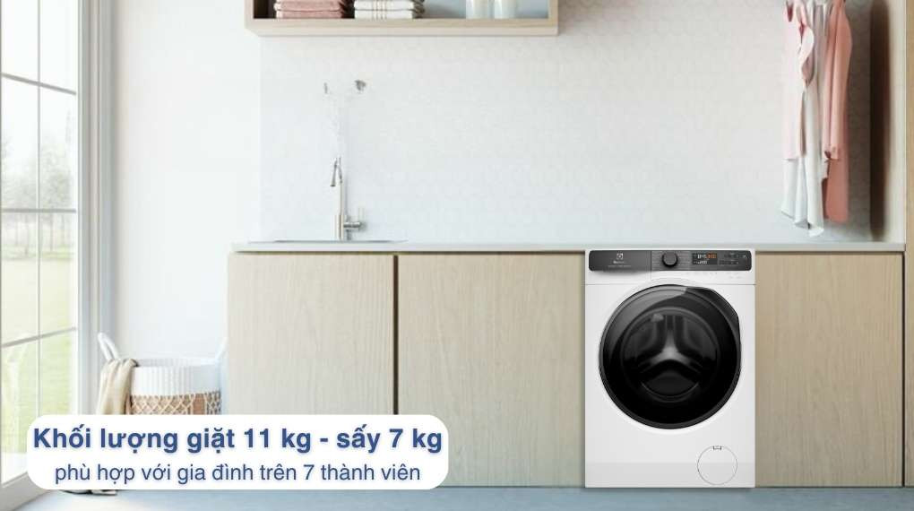 Máy giặt sấy Electrolux giặt 11kg - sấy 7kg EWW1123P5WC - Khối lượng giặt và chương trình