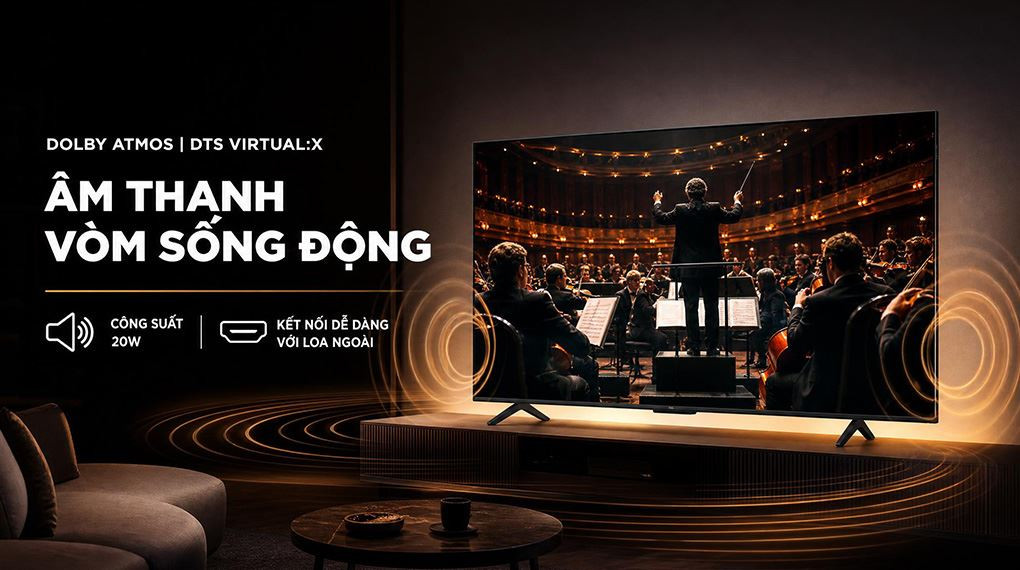 Tivi TCL 65 inch - Âm thanh đủ dùng, có hiệu ứng vòm ảo