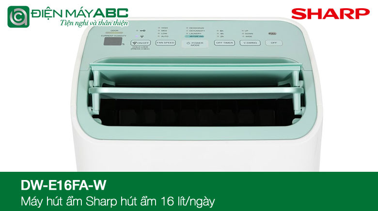 máy hút ẩm và lọc không khí sharp dw e16fa w