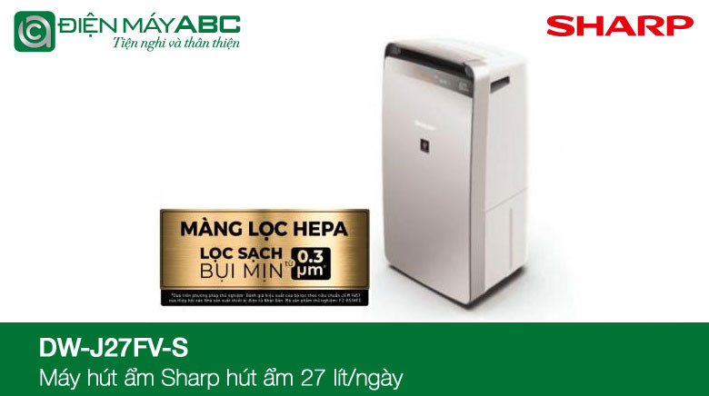 máy lọc không khí và hút ẩm sharp dw j27fv s 67m2