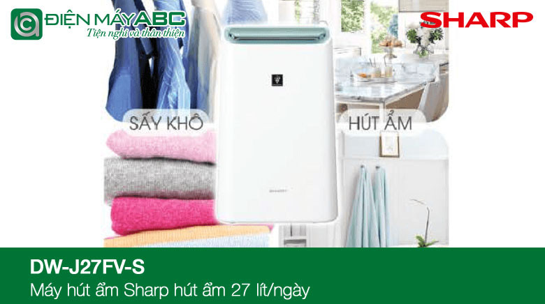 máy hút ẩm và lọc không khí sharp dw j27fv s