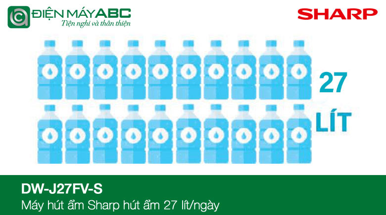 máy hút ẩm sharp dw j27fv s 27l