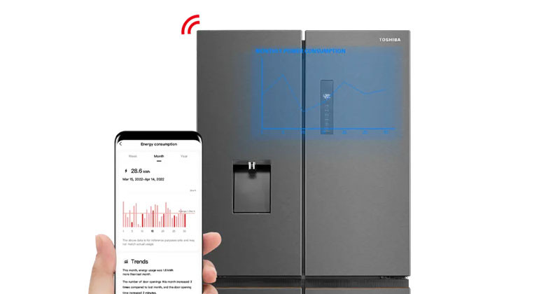Tủ lạnh Toshiba 471 lít GR-RF606WI - Thống kê điện năng tiêu thụ