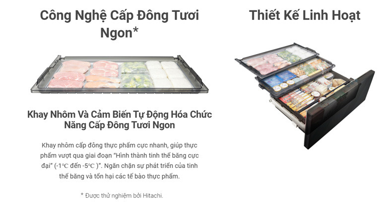 Tủ lạnh Hitachi GW670TV Khay nhôm cấp đông nhanh