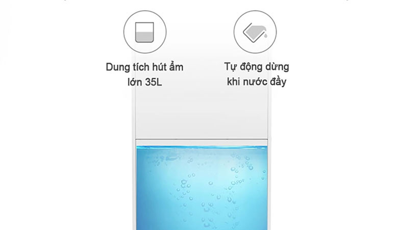 Máy hút ẩm Lumias LMD-35L được trang bị bình chứa dung tích 5.5L,