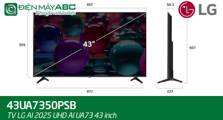 43UA7350 tivi LG 43 inch giá bao nhiêu tiền tại điện máy ABC