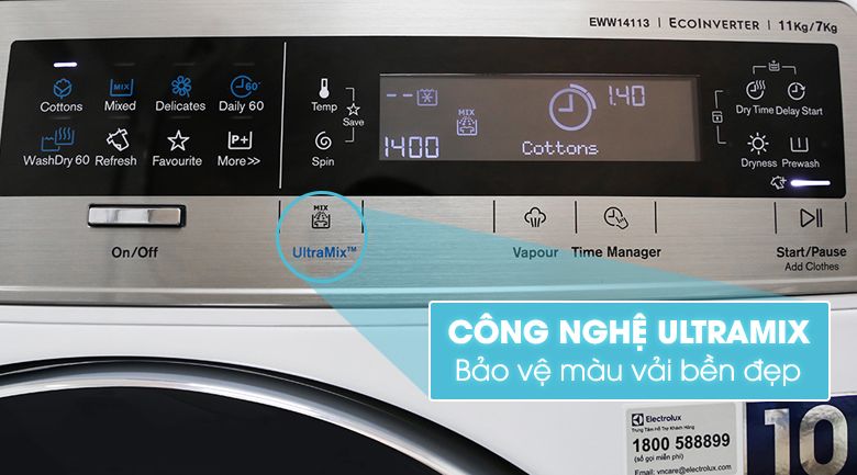 Máy giặt Electrolux EWW14113 lồng ngang 11 kg, sấy 7 Kg