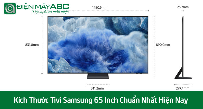 Kích thước tivi Samsung 65 inch - Samsung QLED AI QA65Q8F5