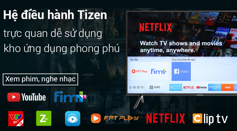Hệ điều hành Tizen OS trên Smart Tivi Samsung 4K 65 inch UA65NU7100