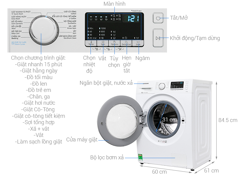 máy giặt Samsung WW75J42G0KW/SV