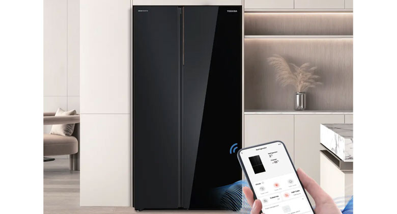 Tủ lạnh Toshiba side by side làm đá tự động - TSmartLife - Trợ lý AI kết nối thông minh