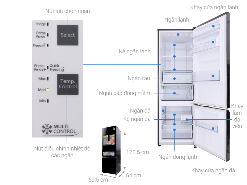Thông số kỹ thuật Tủ lạnh Panasonic Inverter 322 lít NR-BC369QKV2