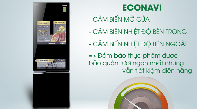 Công nghệ Econavi cho khả năng tiết kiệm điện vượt trội - Tủ lạnh Panasonic Inverter 322 lít NR-BC369QKV2