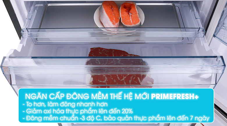  Ngăn đông mềm Prime Fresh+ để bảo quản thịt cá - Tủ lạnh Panasonic Inverter 322 lít NR-BC369QKV2