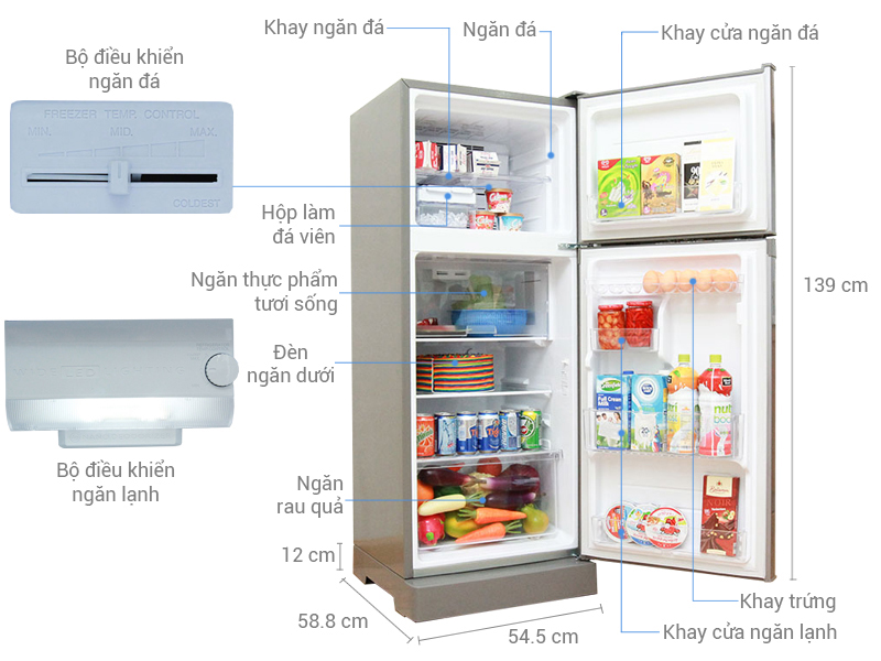 Thông số kỹ thuật Tủ lạnh Sharp 196 lít SJ-217P