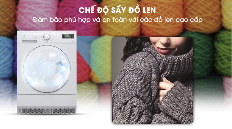 Chế độ sấy an toàn cho đồ len - Máy sấy Electrolux 8 kg EDC2086PDW