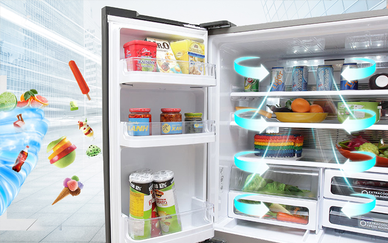 Tủ lạnh side by side Sharp - Nhiệt độ luôn được cân bằng nhờ vào hệ thống làm lạnh kép