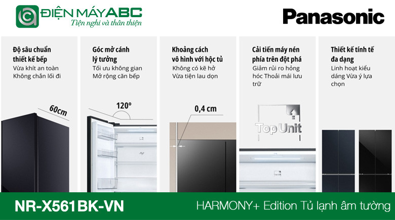 Tủ lạnh âm tường Panasonic X561BK mới ra mắt có gì nổi bật? Giá bao nhiêu tại Điện máy ABC?