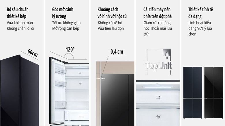 tủ lạnh panasonic inverter 510 lít multi door nr x561bk vn - Trải nghiệm gian bếp thăng hoa với thiết kế tủ lạnh Âm tường (Slot in)