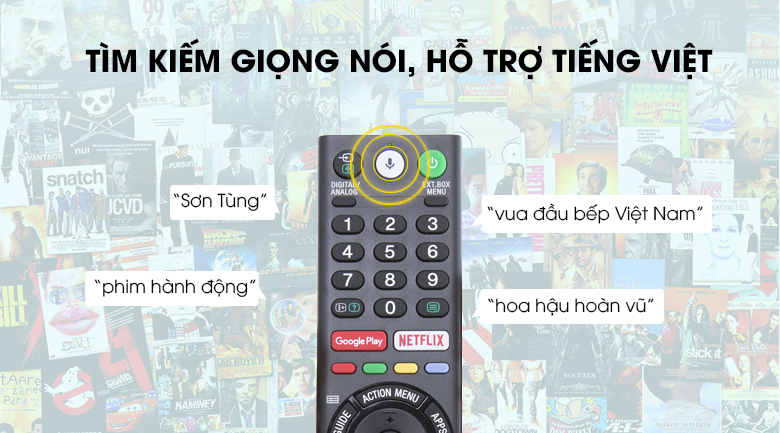 Android Tivi Sony 4K 43 inch KD-43X8000G - Remote thông minh