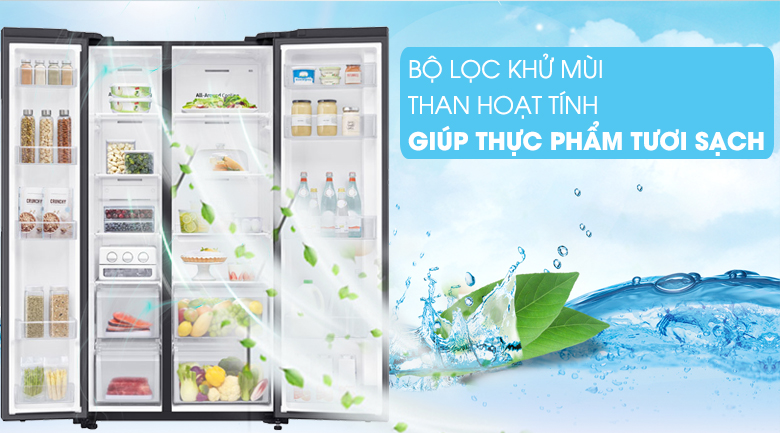 Tủ lạnh Samsung 647 lít - Bộ lọc khử mùi than hoạt tính trả lại không gian trong lành, không bám mùi hôi khó chịu