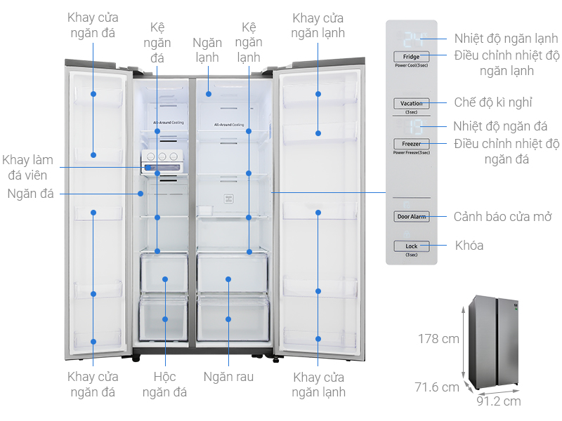 Tủ lạnh Samsung Inverter 647 lít RS62R5001M9/SV Mẫu 2019