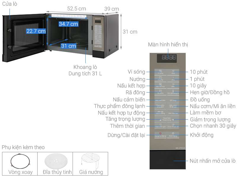Thông số kỹ thuật Lò vi sóng Panasonic NN-GT65JBYUE 31 lít