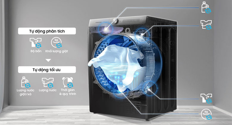 Máy giặt Samsung WW12CGP44DSBSV - Giặt cảm biến thông minh AI Wash