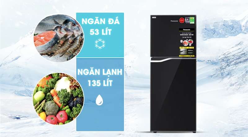 Tủ lạnh Panasonic Inverter 188 lít NR-BA229PKVN-Dung tích 188 lít, phù hợp cho gia đình nhỏ (2 - 3 người)