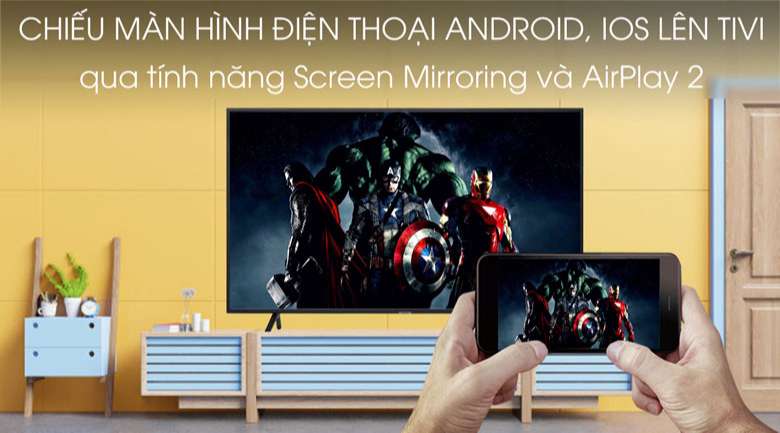 Tivi Samsung TU7000 - Chiếu màn hình điện thoại Android, IOS lên tivi qua tính năng Screen Mirroring và AirPlay 2 