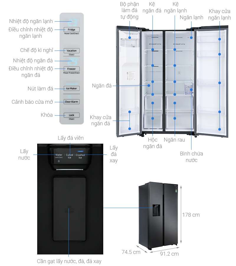 Thông tin: Tủ lạnh Samsung RS64R5301B4/SV Inverter 617 lít mới 2019 - Chính hãng