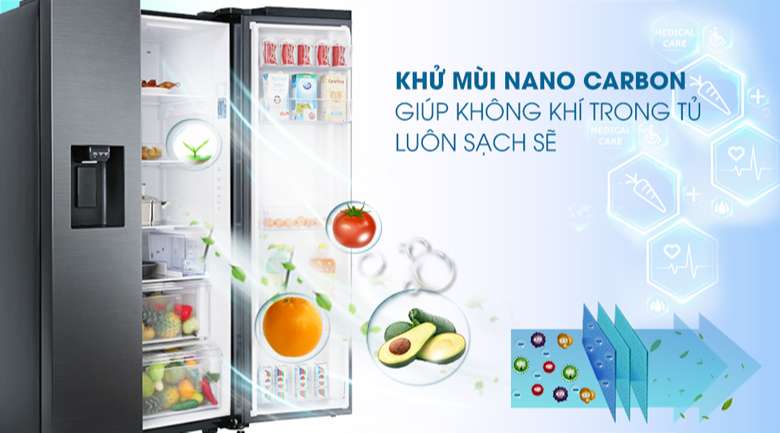Tủ lạnh Samsung 2 cánh - Loại bỏ mùi hôi, tạo luồng khí trong lành với bộ lọc than hoạt tính