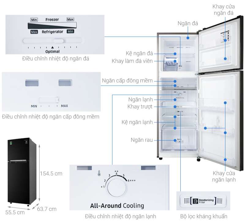 Thông số kỹ thuật Tủ lạnh Samsung Inverter 236 lít RT22M4032BU/SV