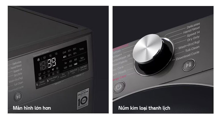 Máy giặt LG 9kg - Hình thức ưa nhìn và thanh lịch hơn