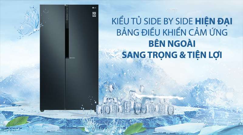 Tủ lạnh LG Inverter 613 lít GR-B247WB-Kiểu tủ hiện đại, bảng điều khiển cảm ứng bên ngoài sang trọng và tiện lợi