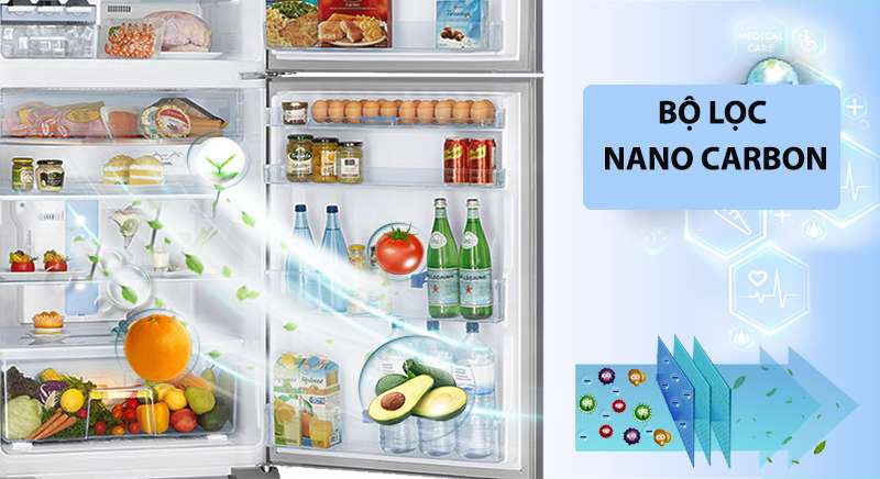 Tủ lạnh LG Inverter 613 lít GR-B247WB-Kháng khuẩn và khử mùi hôi hiệu quả cùng bộ lọc Nano Carbon 