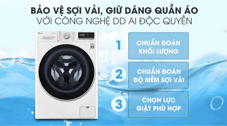 Máy giặt sấy LG Inverter 8.5 kg FV1408G4W | Ứng dụng AI