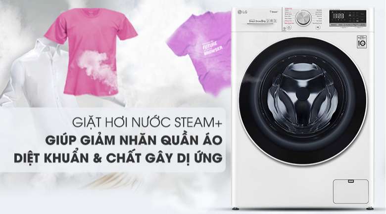 Máy giặt sấy LG Inverter 8.5 kg FV1408G4W | Giặt hơi nước