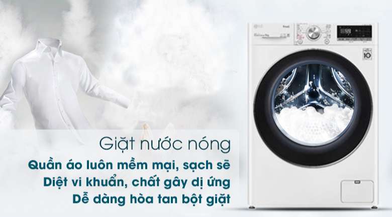Máy giặt LG FV1409S2W - Giặt nước nóng