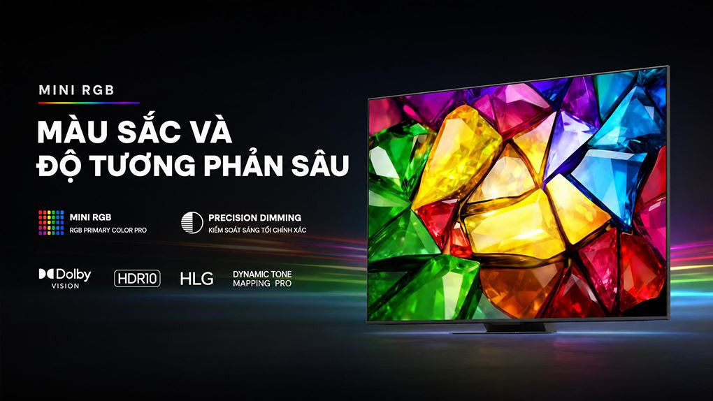 Tivi LG Mini RGB 75 inch AI 4K 75MRGB86BSA - Công nghệ Mini RGB tái tạo màu sắc sâu và tương phản nổi bật