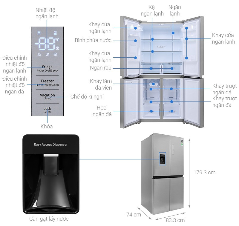 Tủ lạnh Samsung Inverter 488 lít RF48A4010M9/SV