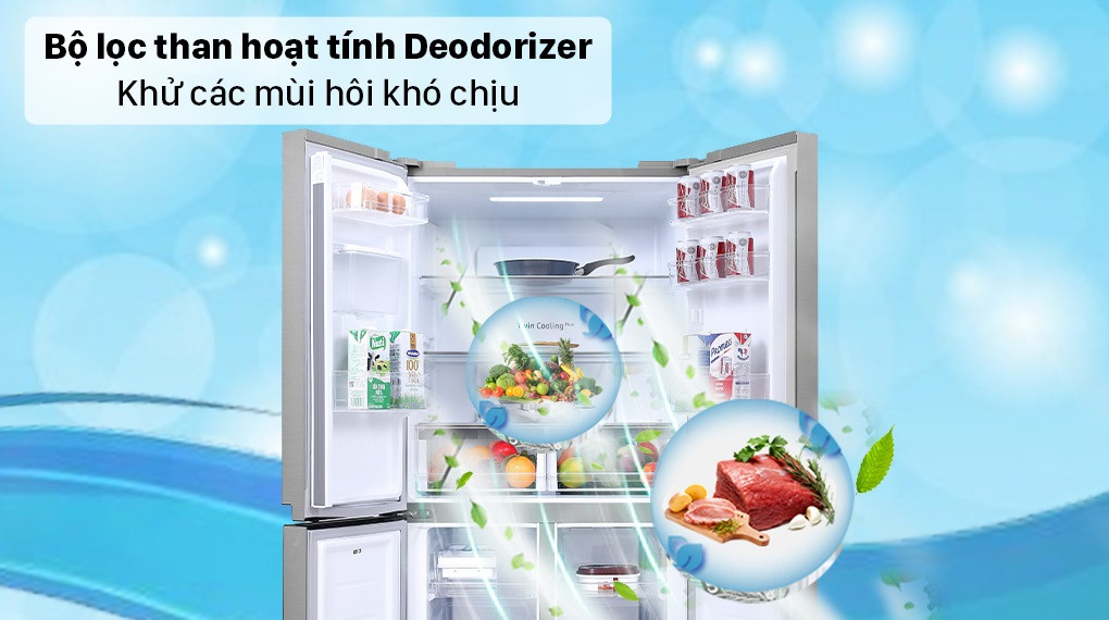 Tủ lạnh Samsung 4 cánh - Khử mùi hôi khó chịu nhờ bộ lọc than hoạt tính Deodorizer